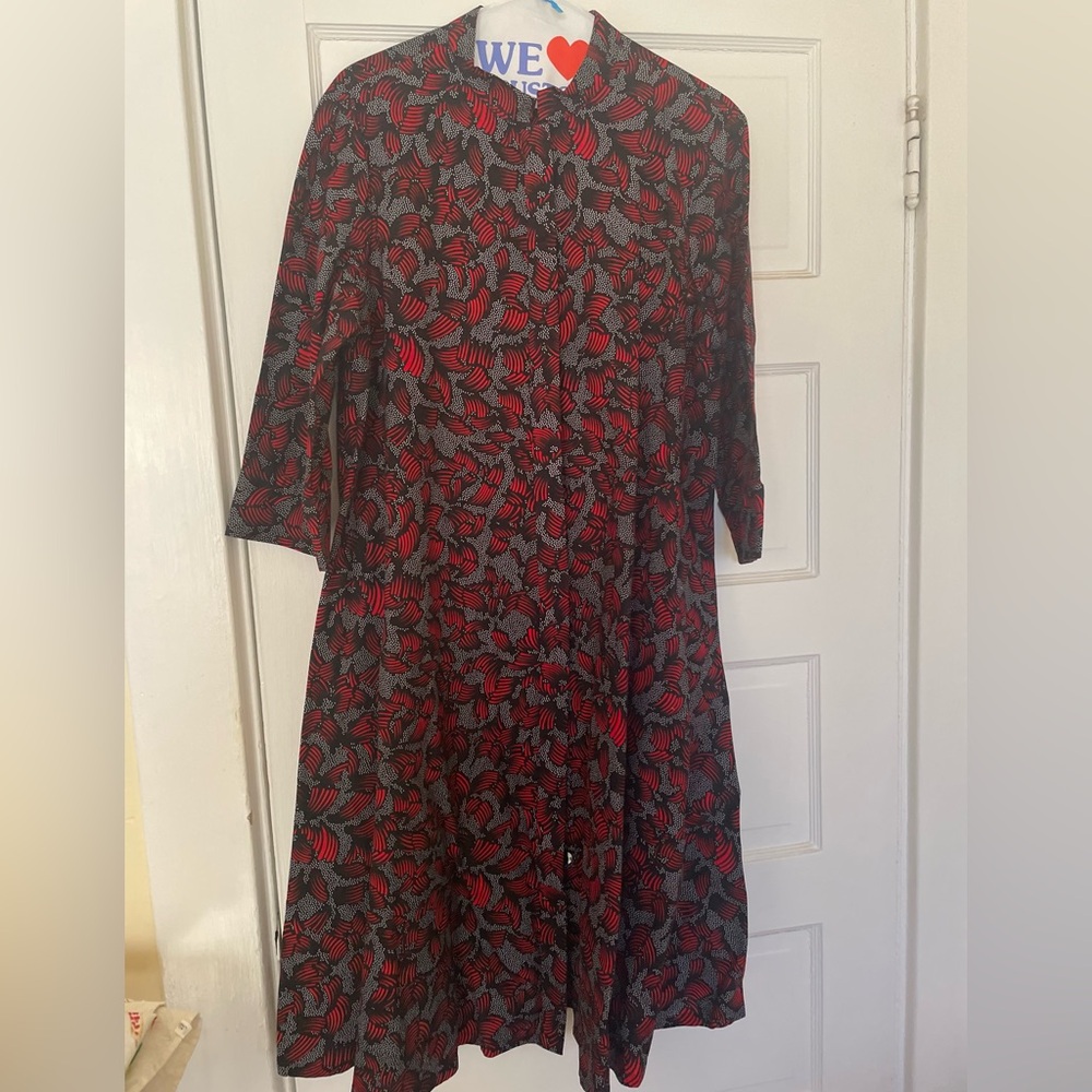 Vibrant Zuri Red and Black Patterned Heavy Cotton Dress. Like new.